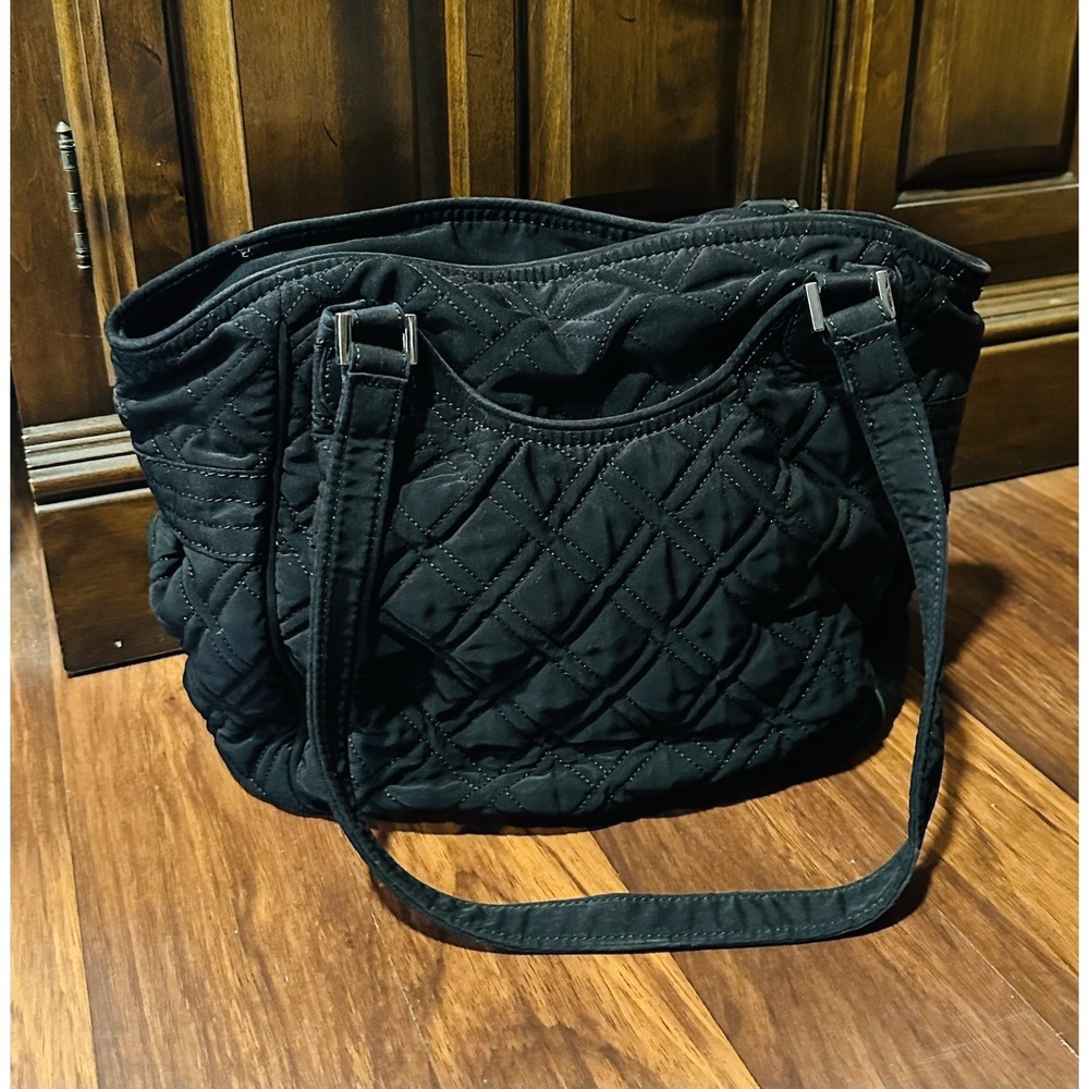 Vera Bradley Glenna - Classic Black Quilted Bucket Tote Shoulder Bag